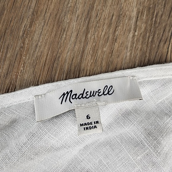 Madewell White 100% Linen Square Neck Cross-Back Crop Cami Tank Top Size 6 - Picture 3 of 7